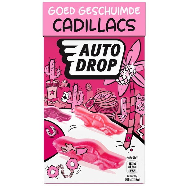 Autodrop snoep goed geschuimde cadillacs  voorkant